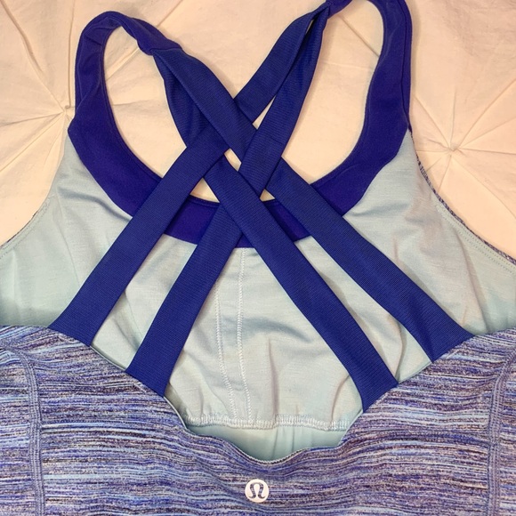 Lululemon | Navy / Teal Striped Dye Tank Top w Bra - Picture 5 of 8
